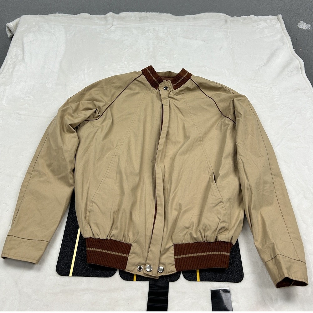 Sears Bomber Jacket Mens XL Tan Vintage Harrington Full Zip Made in Japan